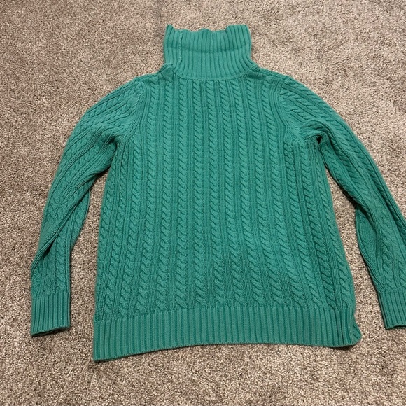 Croft & Barrow Teal Cable Knit Turtleneck Sweater - Picture 5 of 5